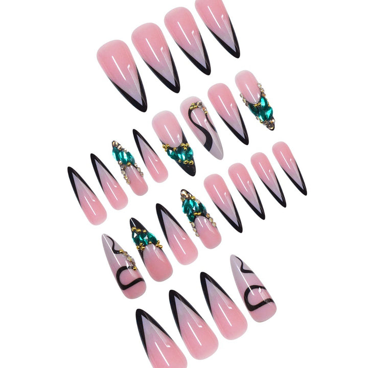 Rhinestone-Embellished Stiletto Nail Art Extensions Kalsten