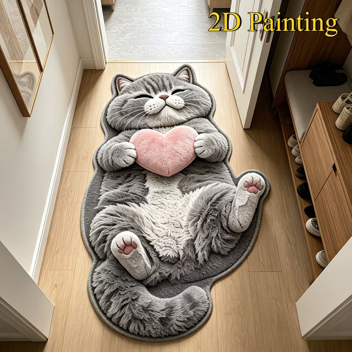 Cute Cat-Shaped Plush Rug