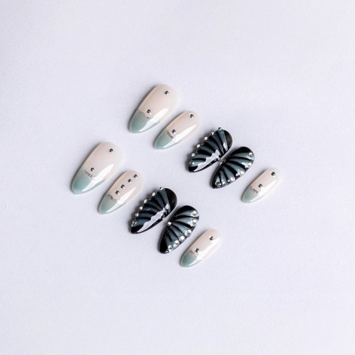 Stylish Press-On Nail Set with Unique Textures