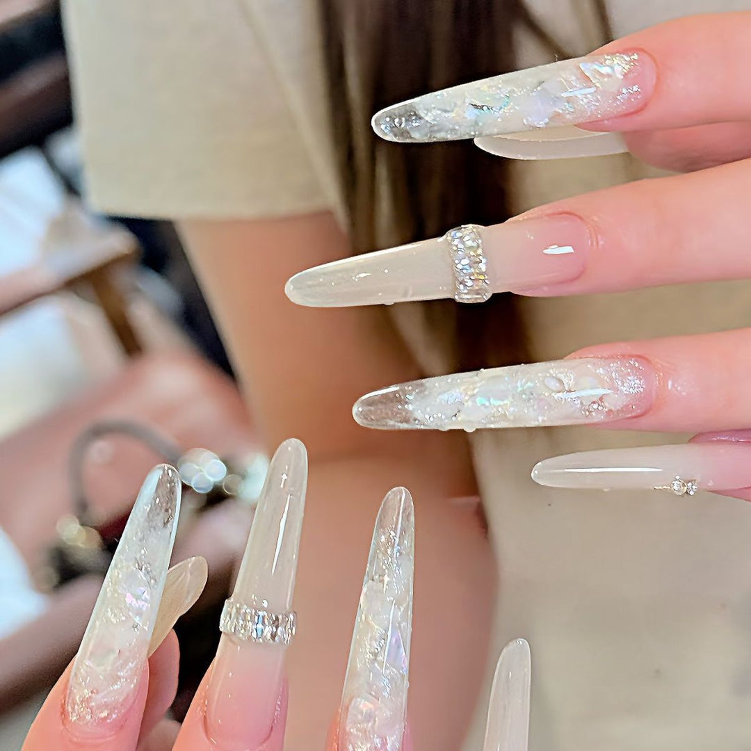 Glamorous Crystal-Studded Stiletto Press-On Nails Kalsten