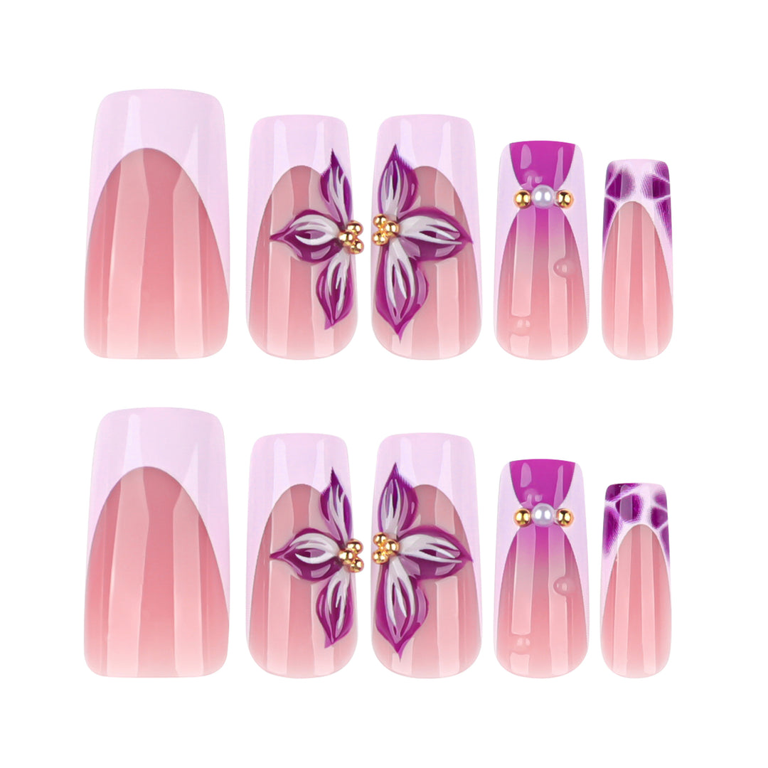 Artistic Nail Extensions with Floral Decor Kalsten