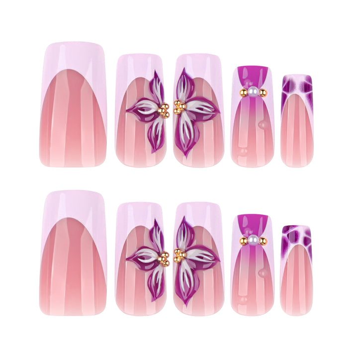 Artistic Nail Extensions with Floral Decor Kalsten