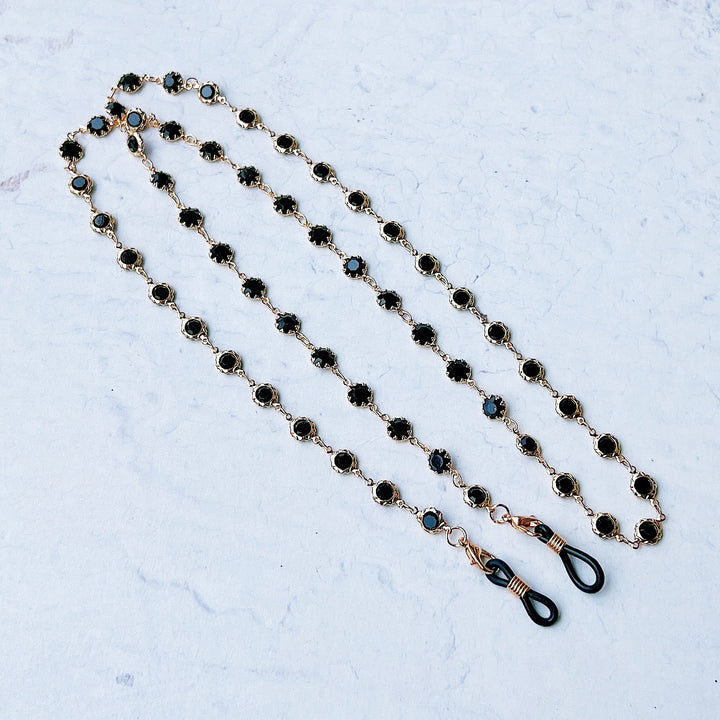 Elegant Black Gemstone Eyewear Chain Kalsten