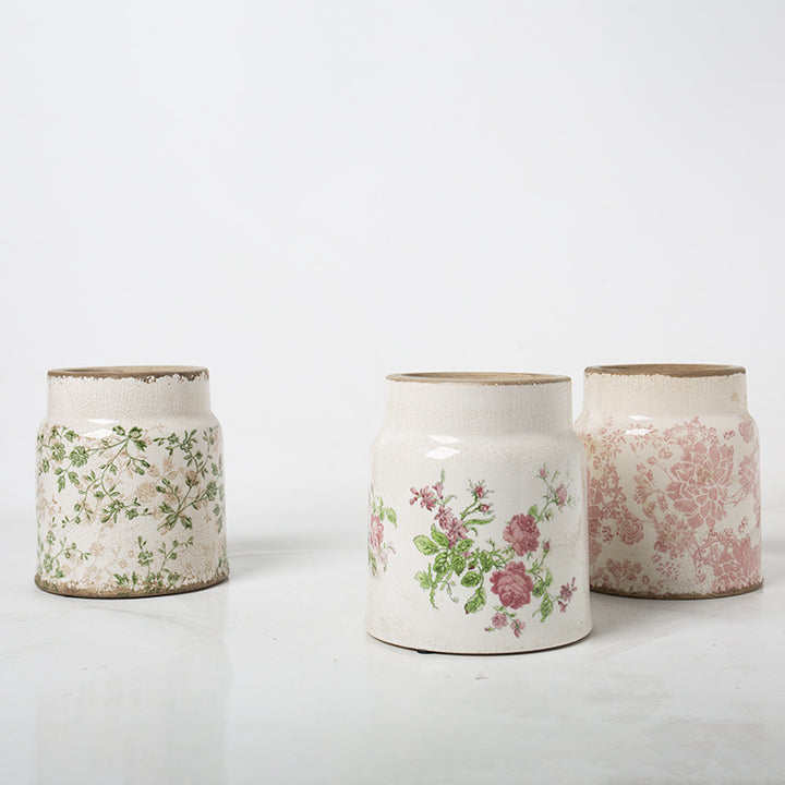 Decorative flower pot with floral decoration Kalsten