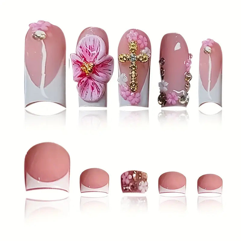 3D Floral Decorative Press-On Nails Set Kalsten