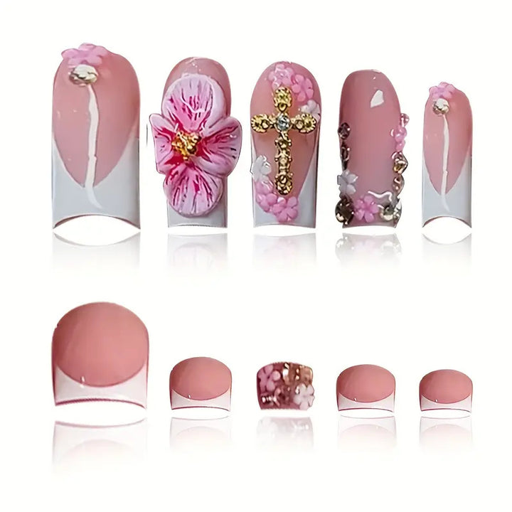 3D Floral Decorative Press-On Nails Set Kalsten