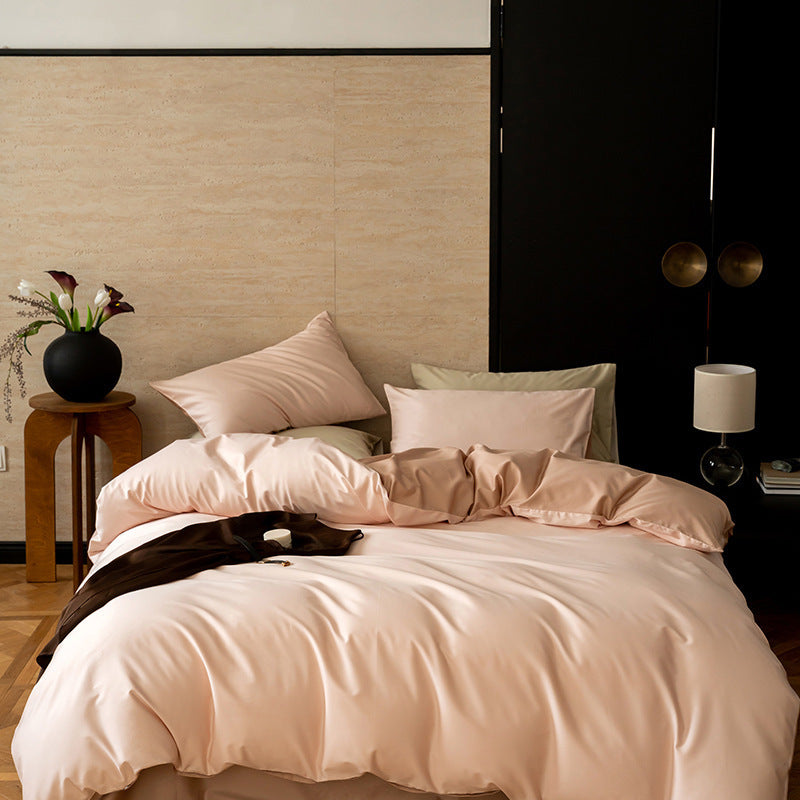 Reversible satin bedding set with silky touch and extra soft finish