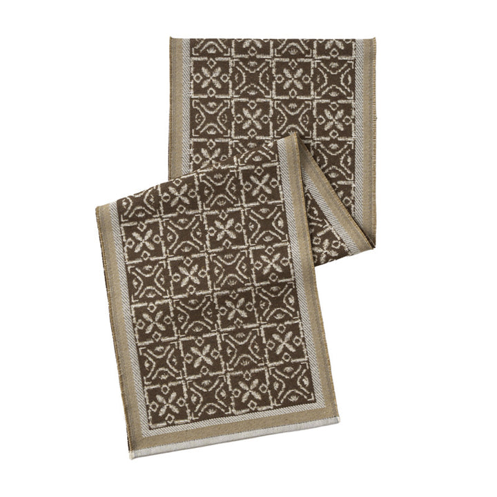 Decorative table runner with woven ornament jacquard and finely hemmed edges Kalsten