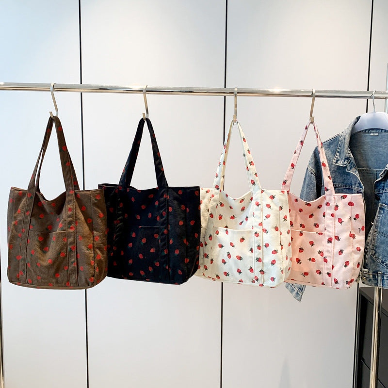 WoStylish Corduroy Shopping Tote Kalsten