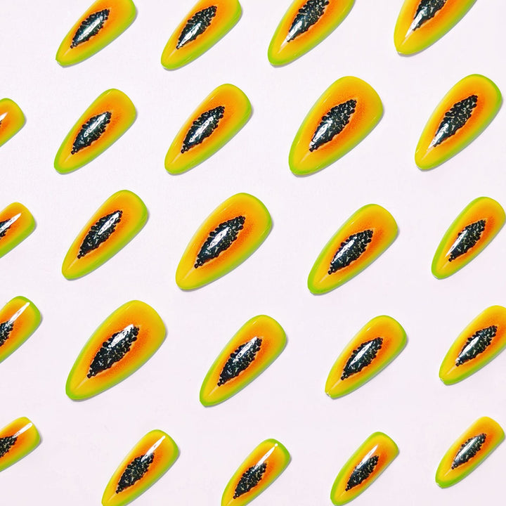 Artificial Nails in Exotic Papaya Design Kalsten