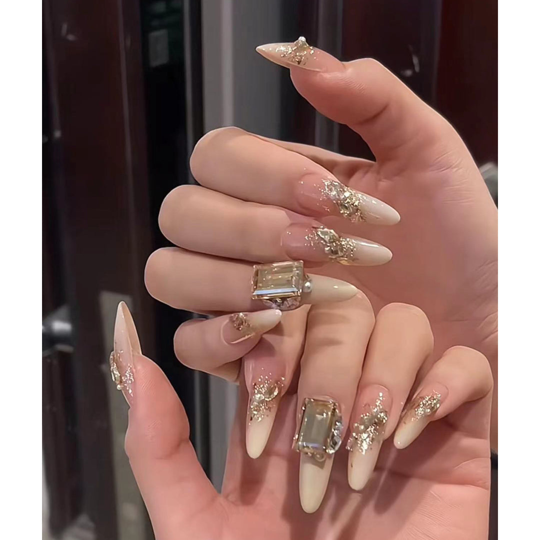 Glamorous Stiletto Press-On Nail Set with Metallic Accents Kalsten