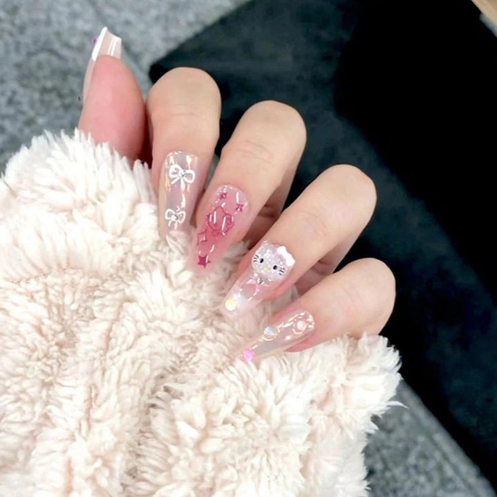 Decorative Press-On Nail Set with Character Accents Kalsten
