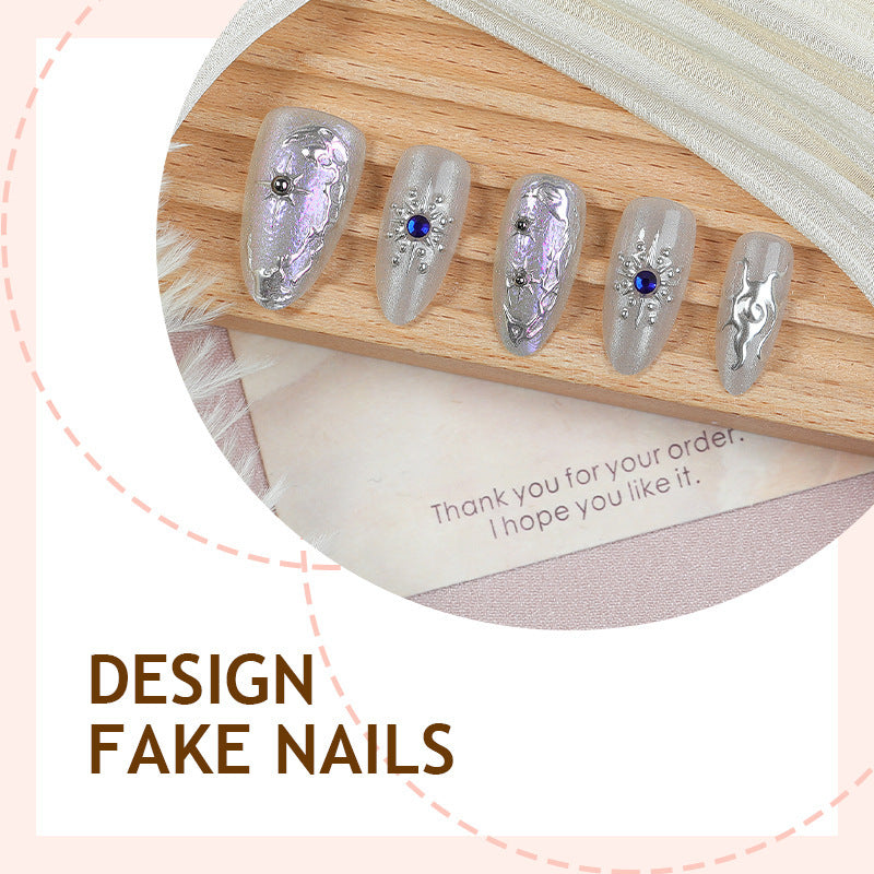 Acrylic nail set with holographic accents and elegant embellishments Kalsten