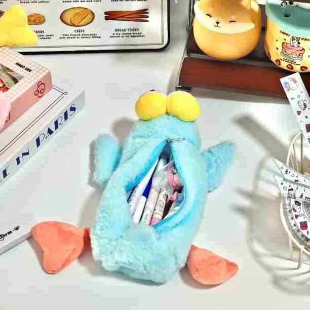 Plush Animal-Themed Zippered Storage Pouch