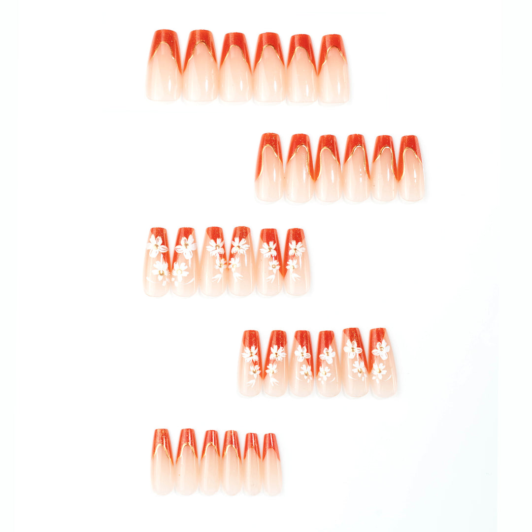 Artificial Nail Set with Floral Accents Kalsten