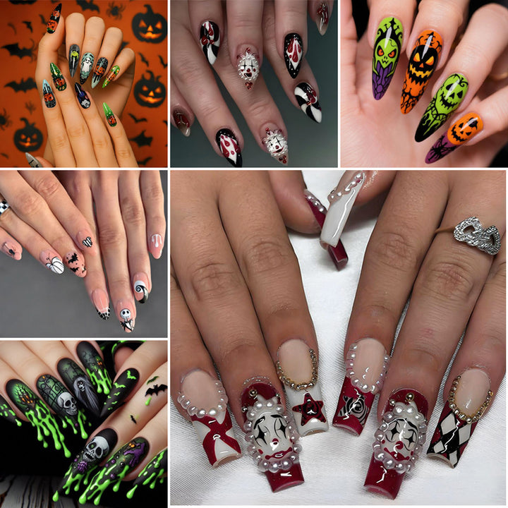 Art nail set with unique spooky designs Kalsten