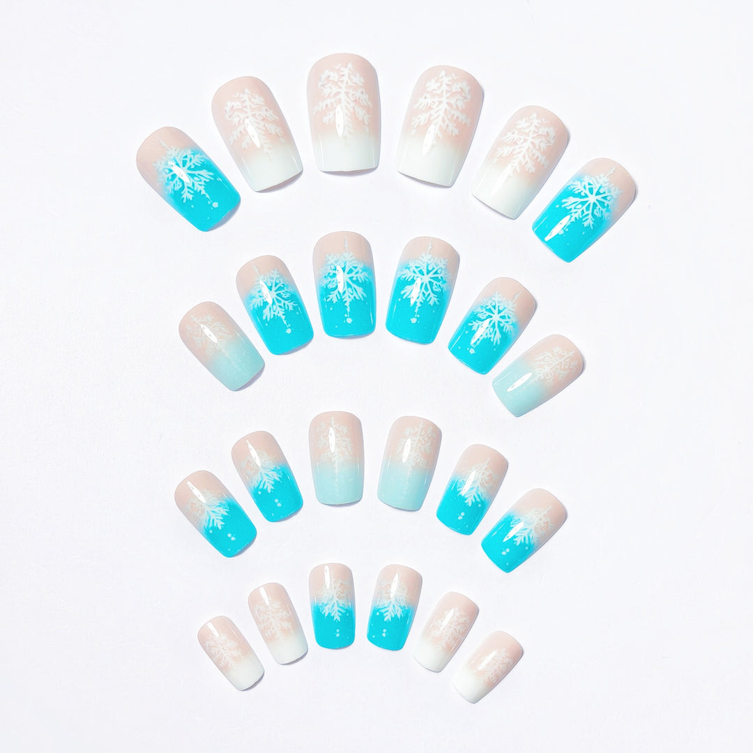 Wintry Artistic Nails with Shimmering Snowflake Design Kalsten