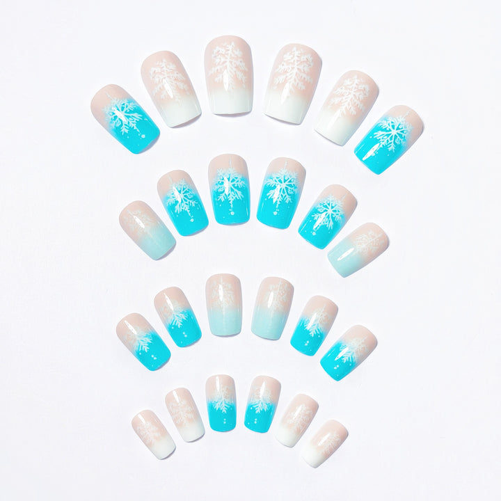 Wintry Artistic Nails with Shimmering Snowflake Design Kalsten