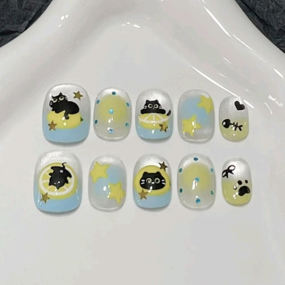 Whimsical Character Press-On Nail Art Set Kalsten