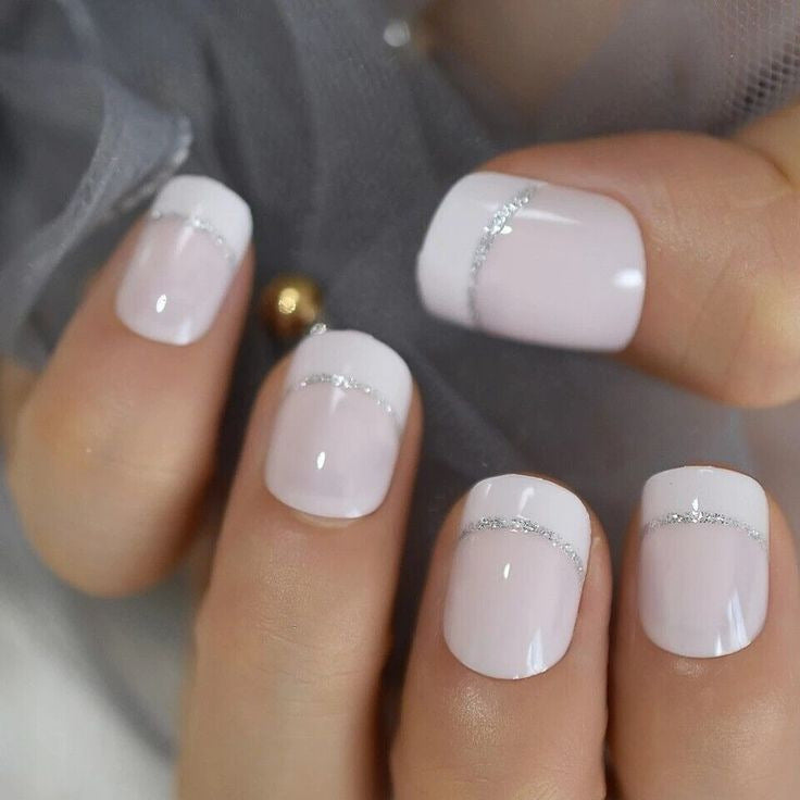 Glossy French Tip Press-On Nail Set Kalsten