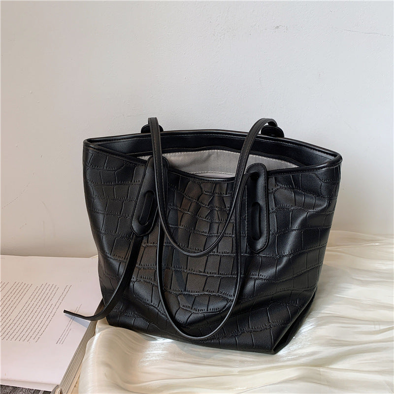 Modern Crocodile-Embossed Tote Bag Kalsten