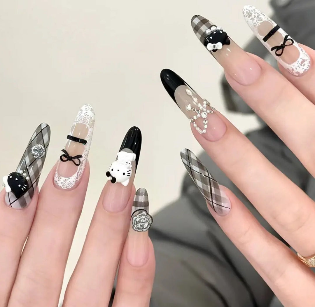 Decorative Character-Themed Press-On Nails with 3D Elements Kalsten