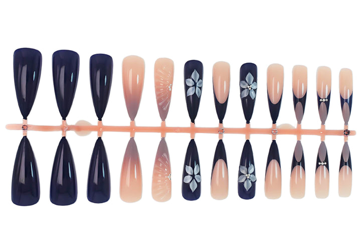 Artificial nail set with elegant floral and ombre designs Kalsten