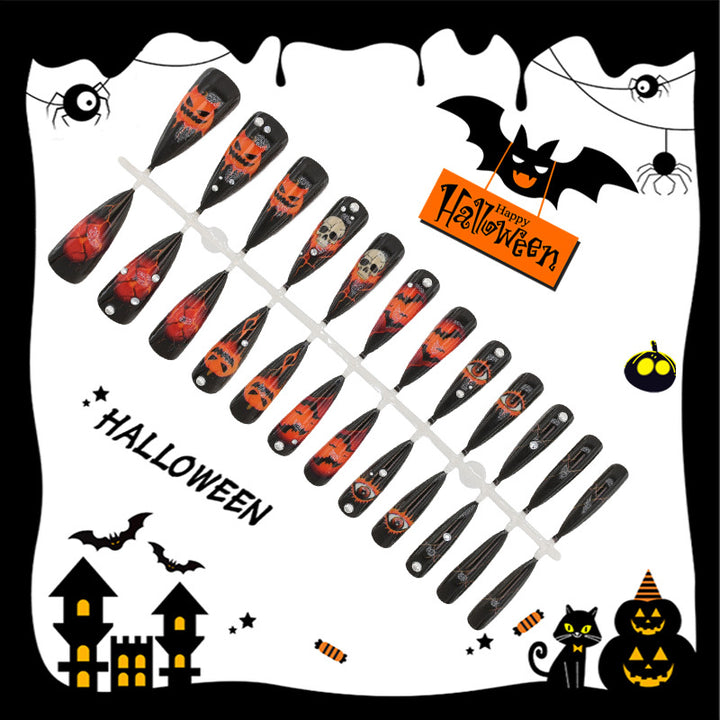 Halloween Artificial Nail Set with Creative Ghost and Pumpkin Designs Kalsten