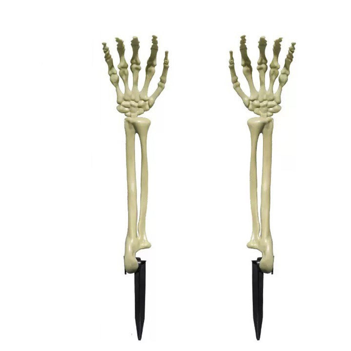 Movable skeleton hand earth spikes for Halloween garden decoration made of weatherproof plastic