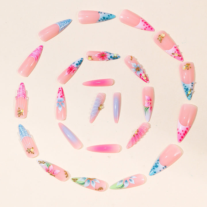 Artistic 3D Floral Acrylic Nail Extensions Kalsten