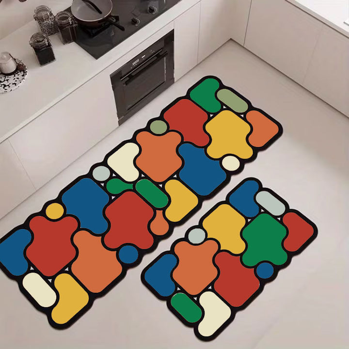 Abstract Geometric Kitchen Mat Set