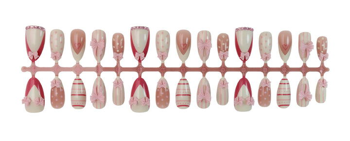 Artificial nail set with romantic bow and heart motifs Kalsten