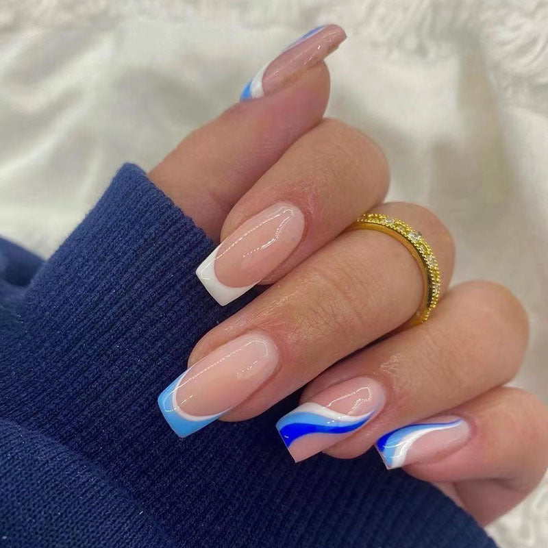 Artful and elegant nail extensions with wave design Kalsten
