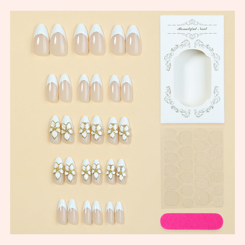 Elegant Floral-Embellished Press-On Nail Set Kalsten