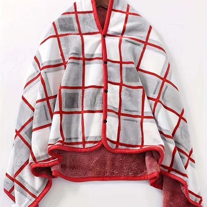 Women’s stylish hooded blanket with checkered pattern Kalsten