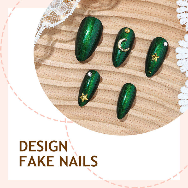 Shiny Artificial Nail Set with Stars and Moons Kalsten