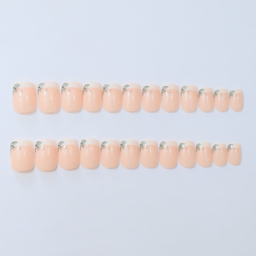 Elegant French Tip Floral Nail Enhancements Kalsten