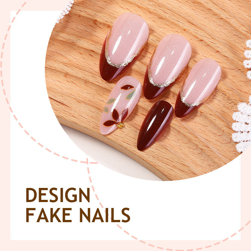 Artificial nail set with elegant flower and color gradient Kalsten