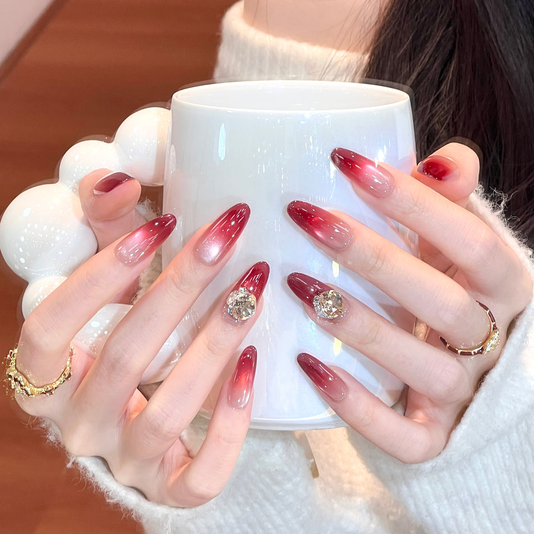 Ombre Press-On Nail Set with Crystal Accents Kalsten