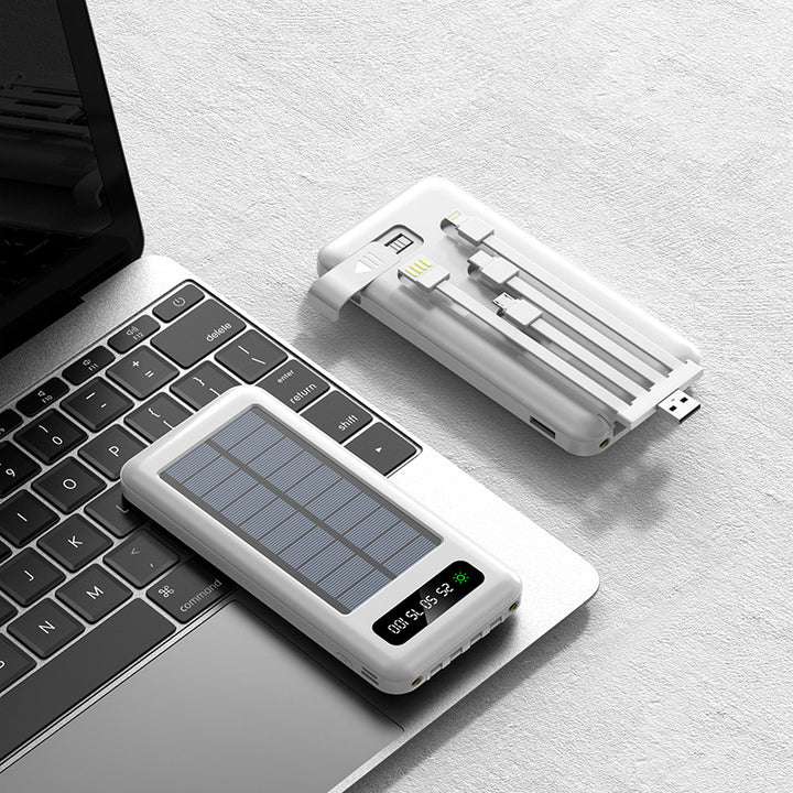 Portable solar power bank with integrated charging cable and digital display Kalsten