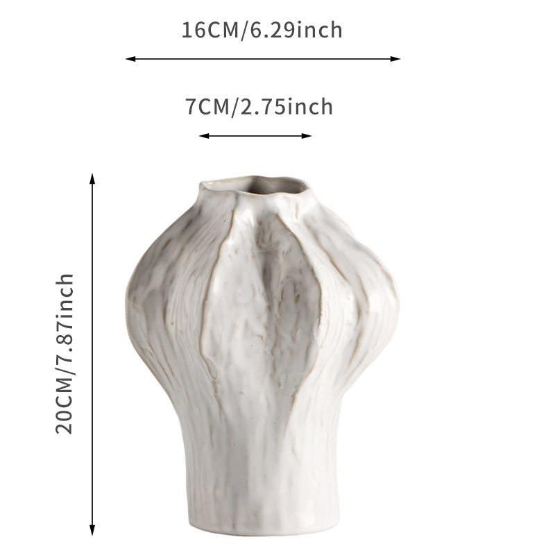 Sculptural Texture Ceramic Organic Ribbed Table Vase