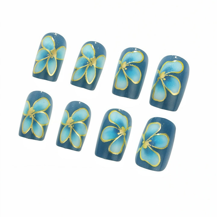 Elaborately designed artificial nails with flower pattern Kalsten