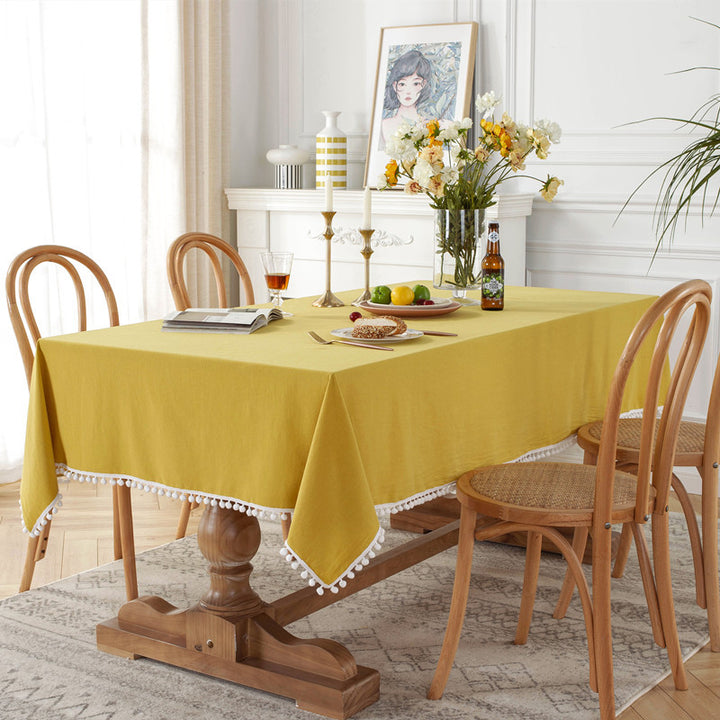 Pom-Pom Trim Tablecloth