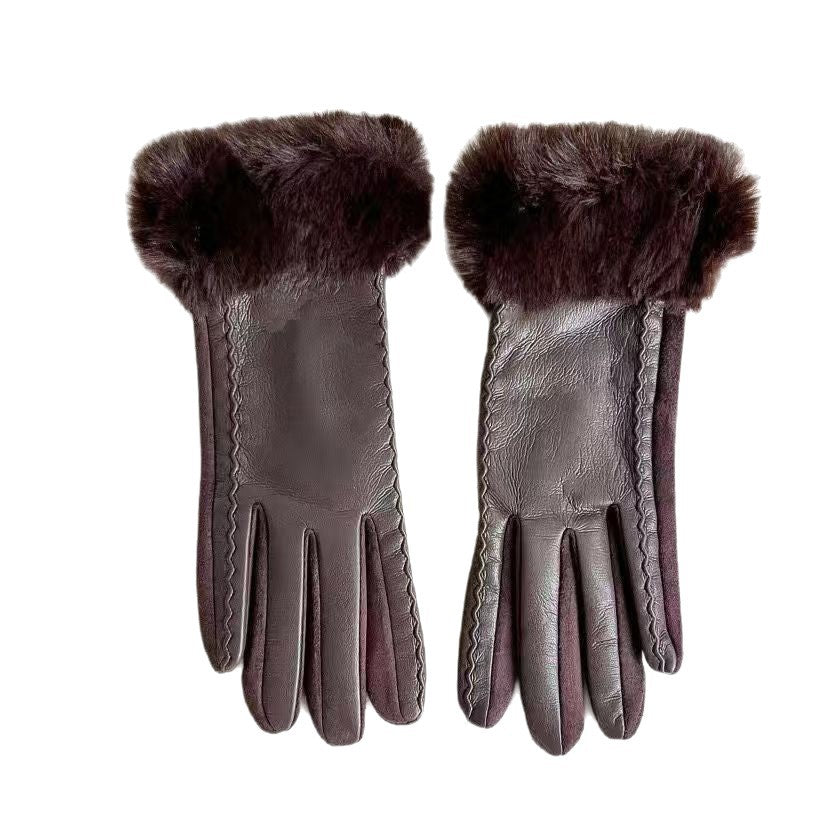 Luxurious Faux Fur Cuff Leather Gloves Kalsten