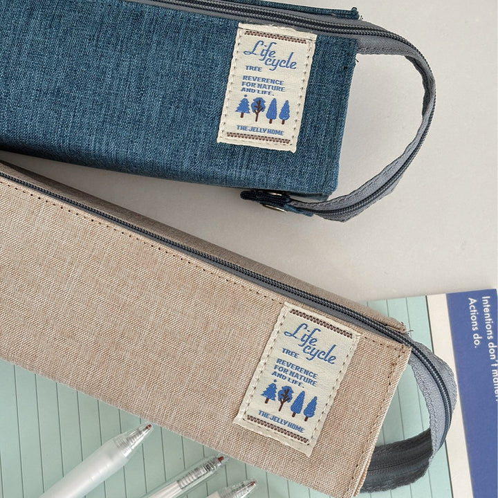 Denim Print Zippered Storage Pouch