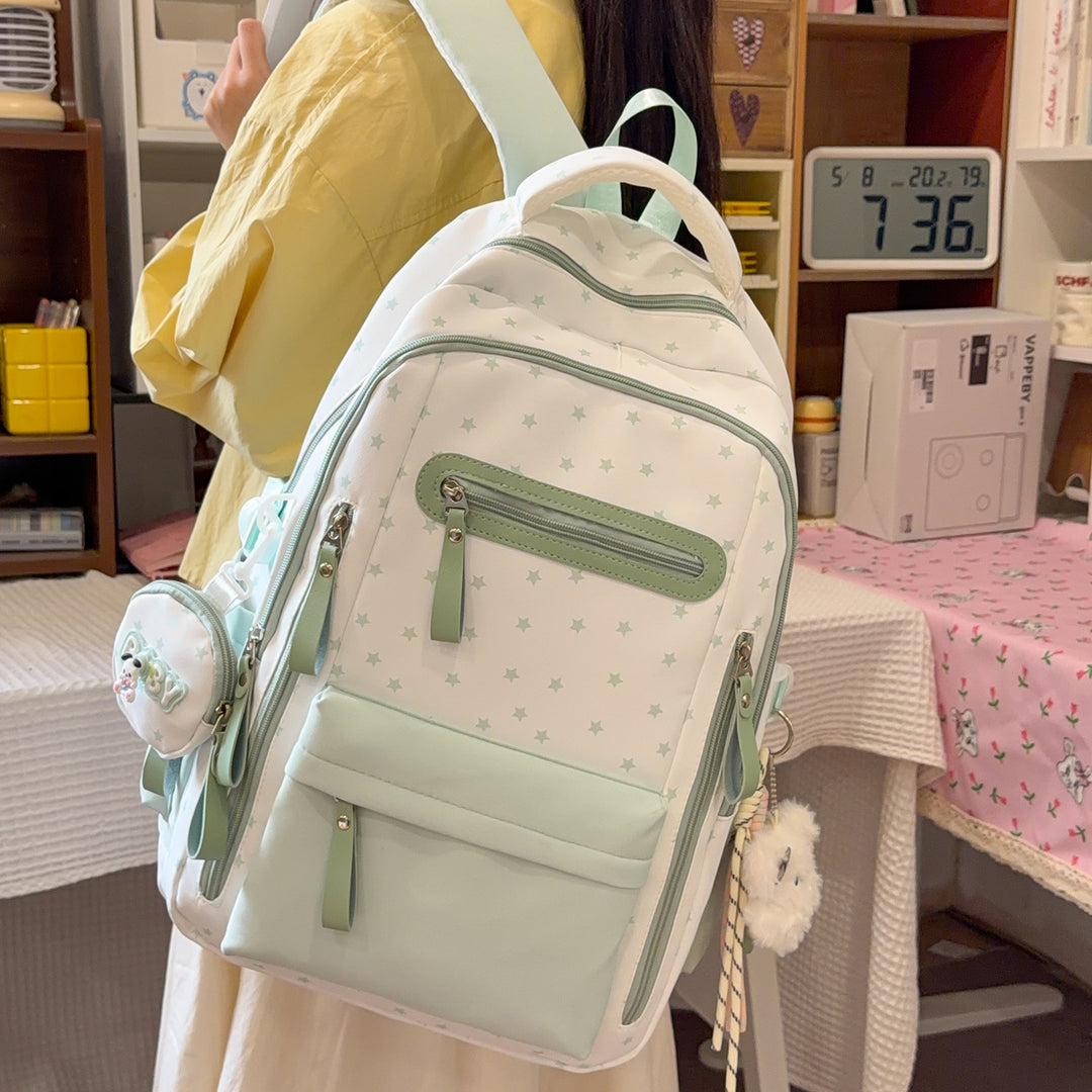 Backpack with Charming Star Applications and Practical Compartments Kalsten