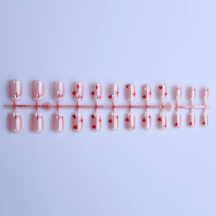 Heart-Embellished Press-On Nail Art Set