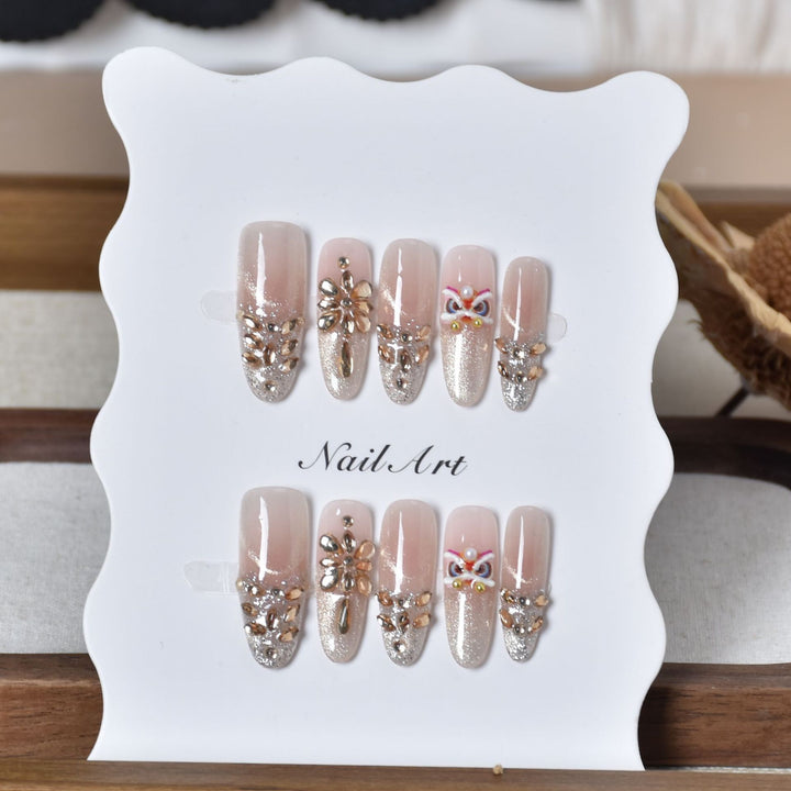 Crystal-Embellished Press-On Nail Extensions Kalsten