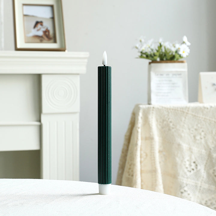 Tall Ribbed Taper Candle with Silicone Stabilizing Base