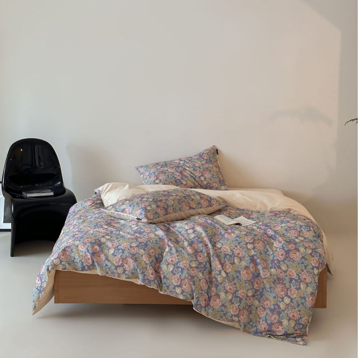 Duvet cover set made of cotton satin with Boho-Ethno pattern and reversible function